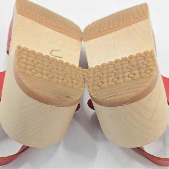 Sandgrens Milan‎ Red Clog Shoes Wooden Heels - Picture 11 of 14